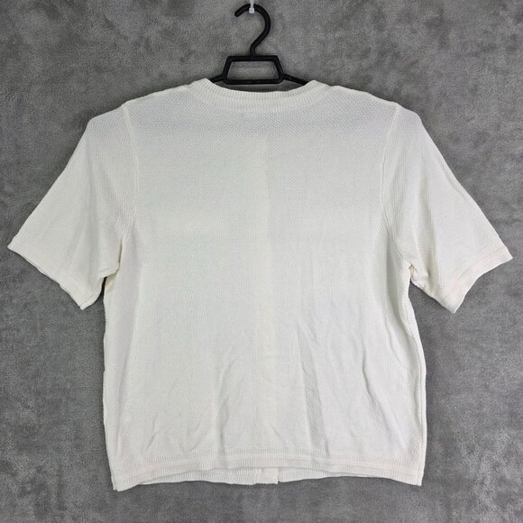 Womens White Pretty Garden Shirt Button Down Short Sleeve Viscose Blend Size L - Picture 5 of 8